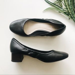 Leather Low Block Heels - Nine West
